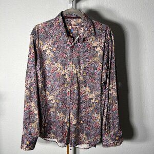 Visconti Black Multicolor Paisley Long-Sleeve Button-Up SZ Lrg